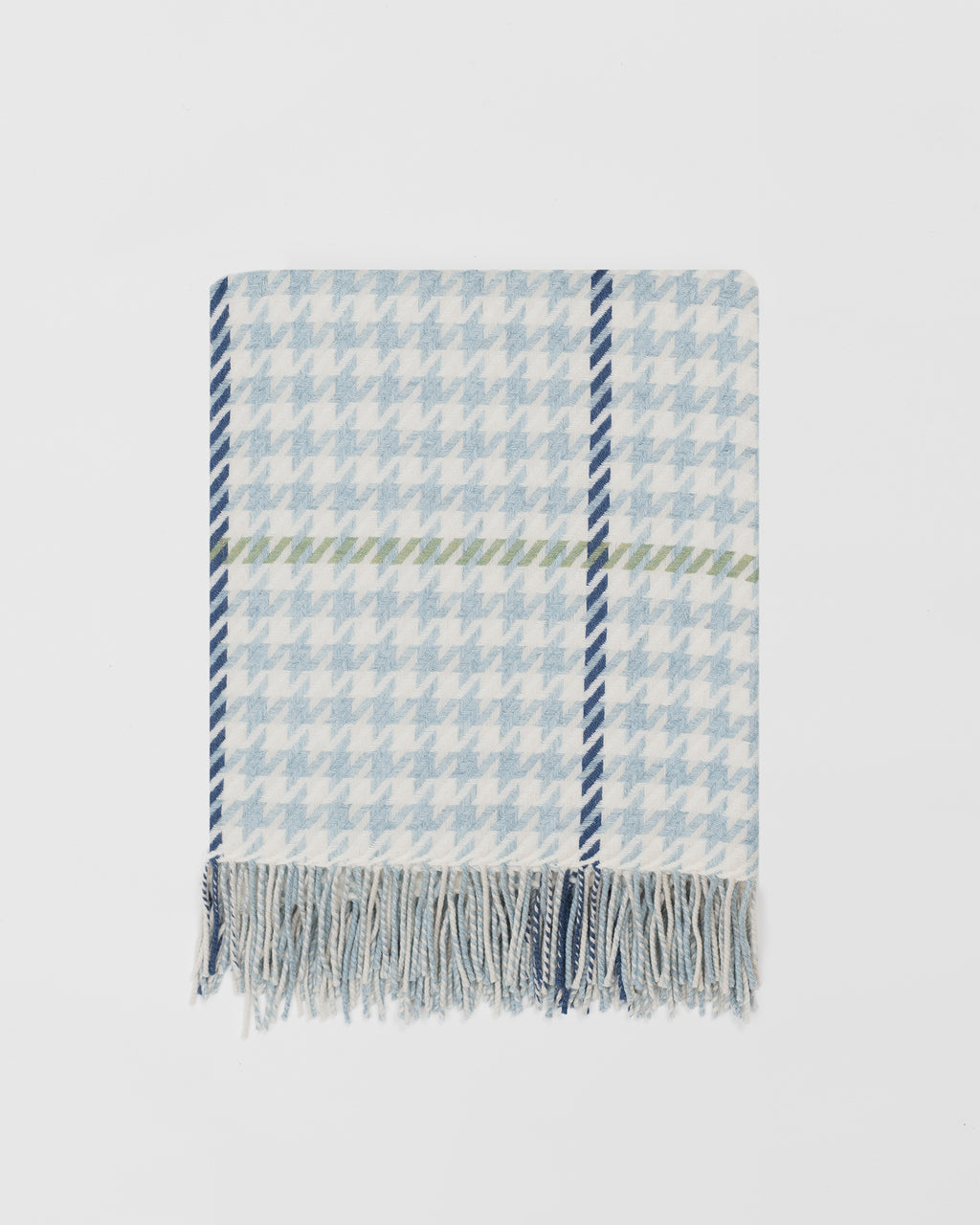 Remony carroglen opal throw - Plaid blanket with blue and green patterns on a light gray background